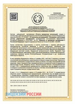 Приложение к сертификату для ИП Выкса Сертификат СТО 03.080.02033720.1-2020